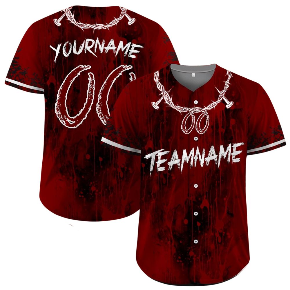Custom Halloween Party Tee Scary Costume Baseball Jersey