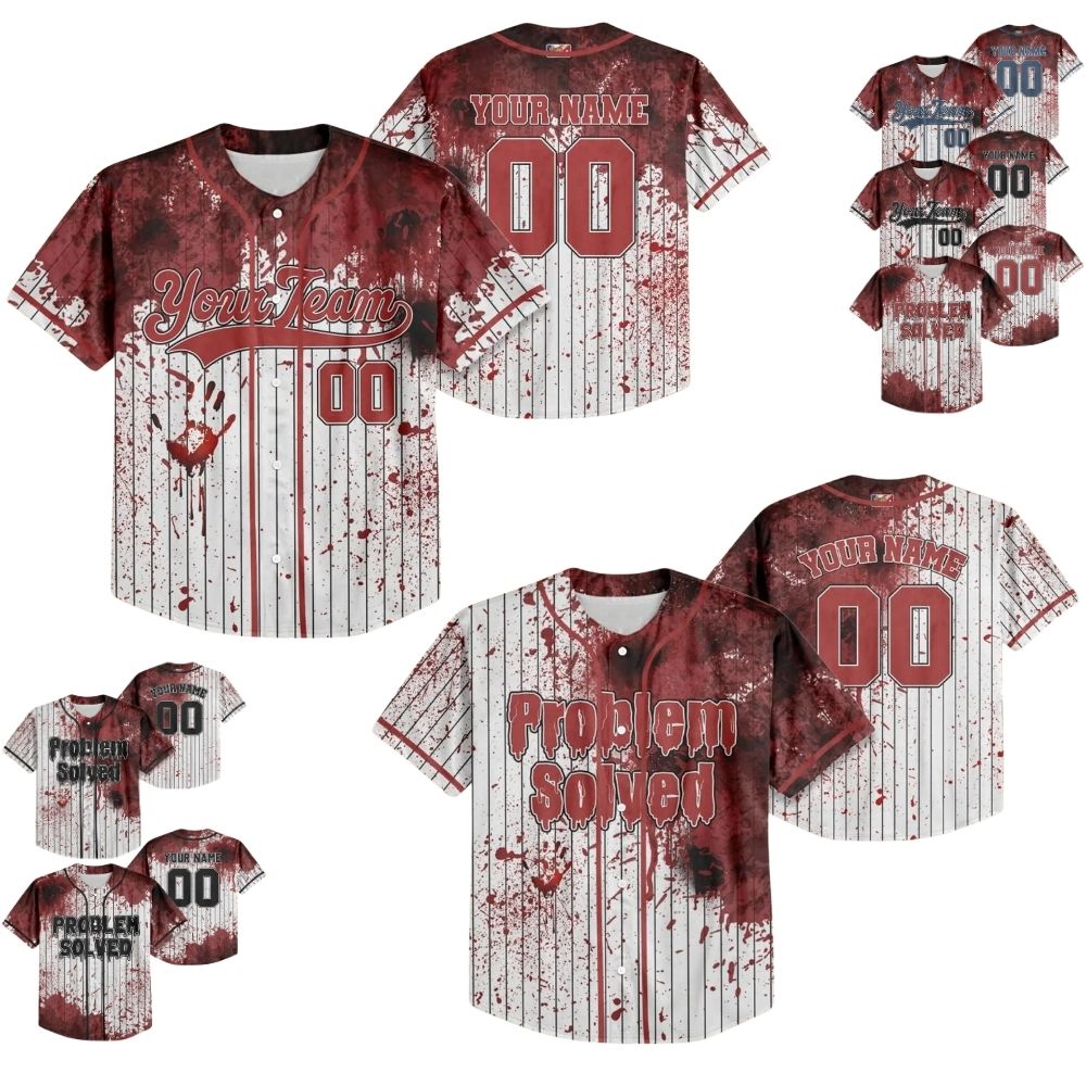 Custom Blood Stain Black Halloween Baseball Jersey