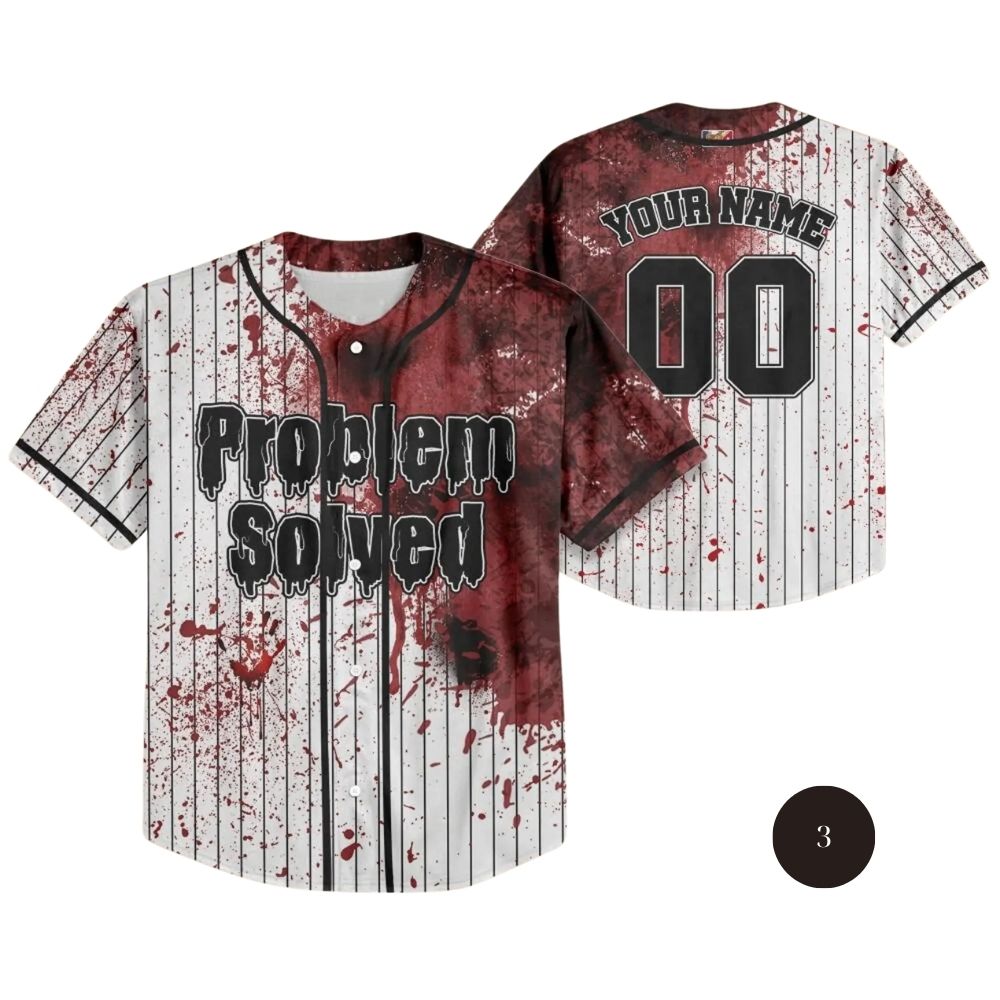 Custom Blood Stain Black Halloween Baseball Jersey