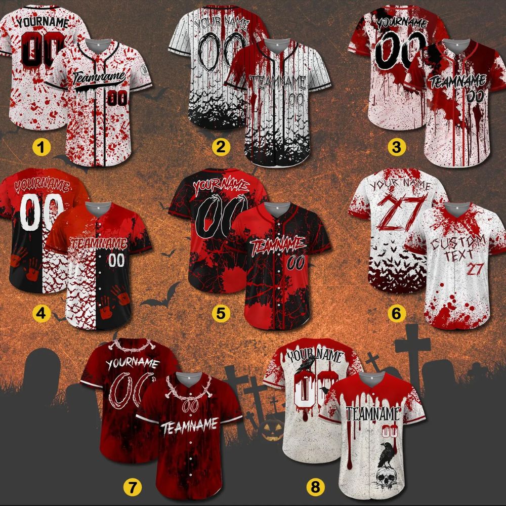Custom Halloween Party Tee Scary Costume Baseball Jersey