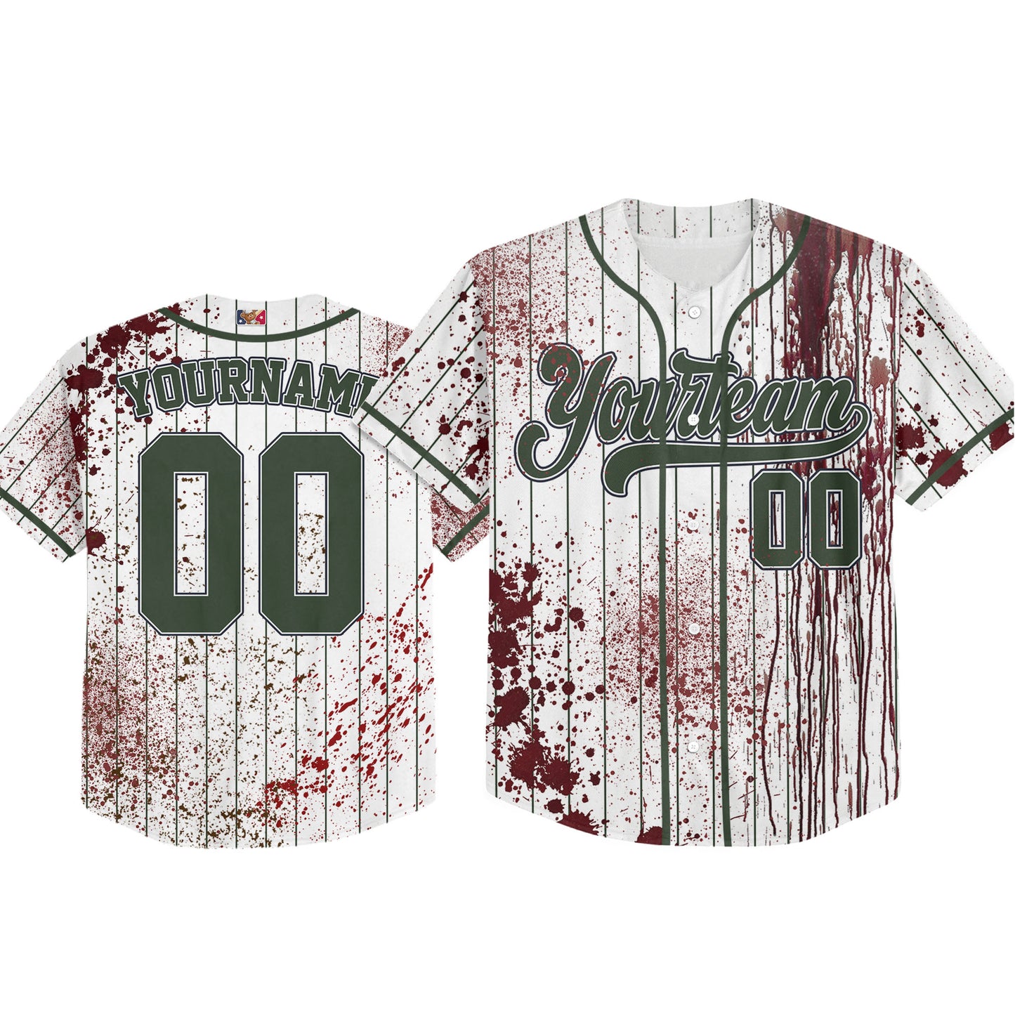 Custom Halloween Basic Hunter Green Baseball Jersey Zombies Cosplay