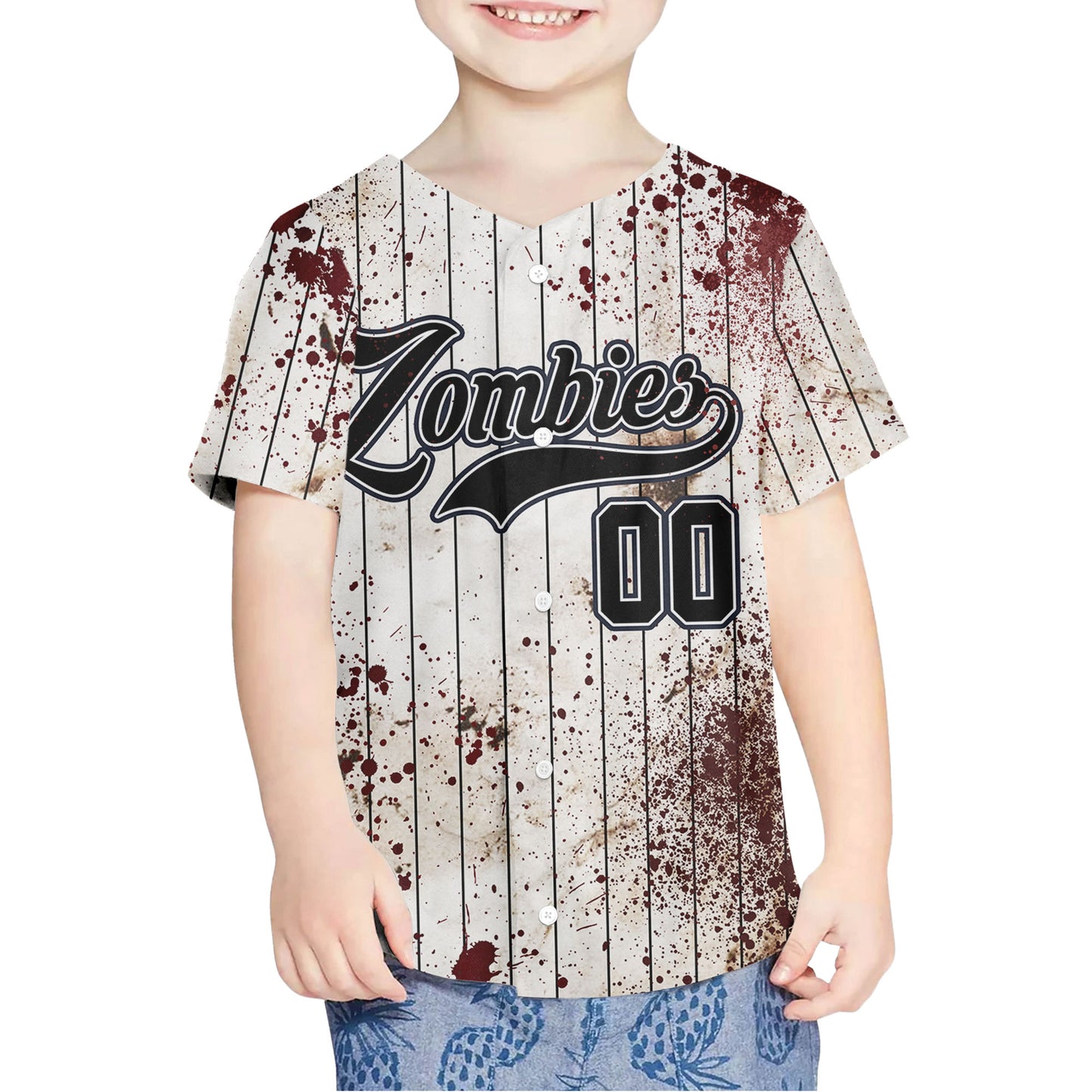 Custom Halloween Simple Black Baseball Jersey Zombies Cosplay