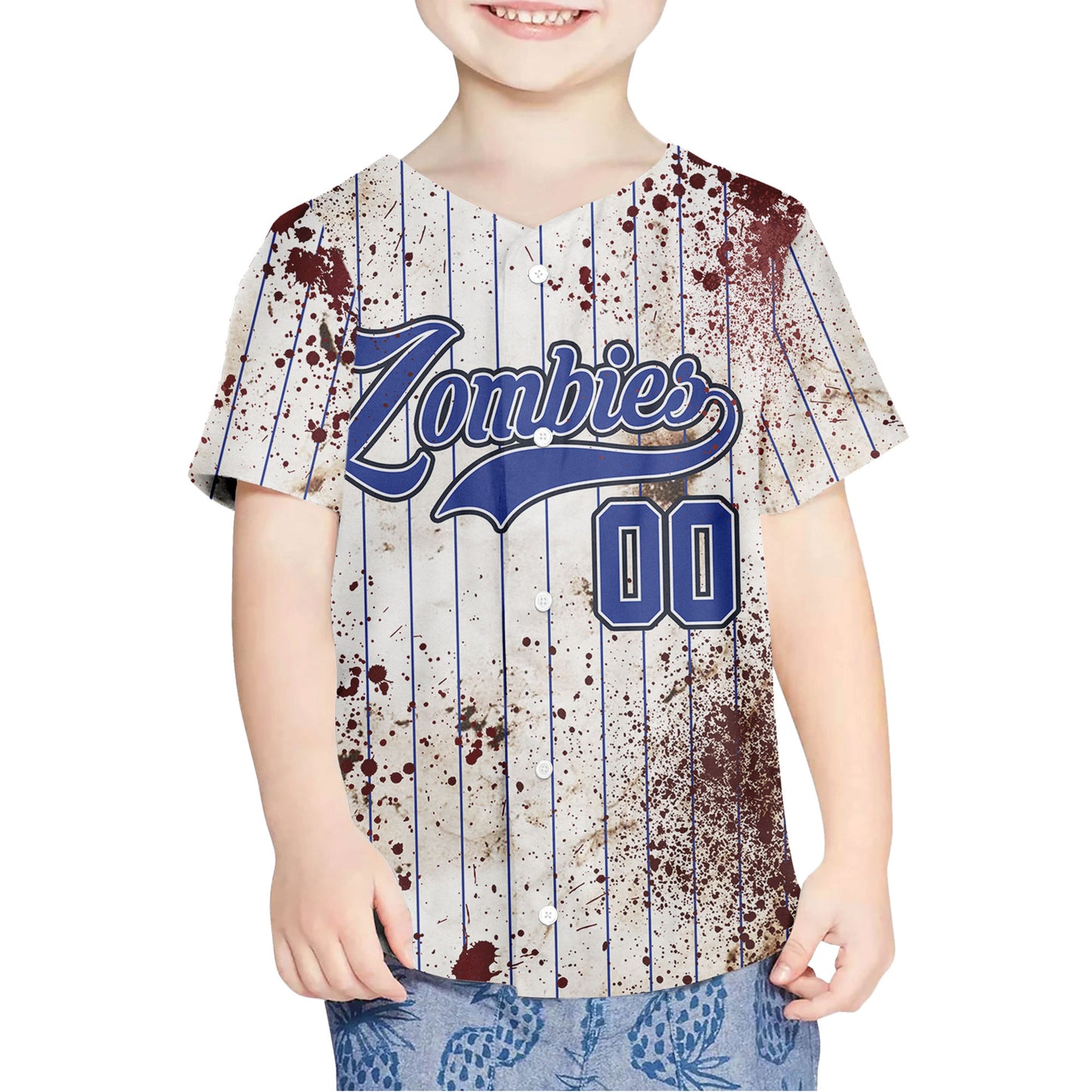 Custom Halloween Simple Royal Blue Baseball Jersey Zombies Cosplay