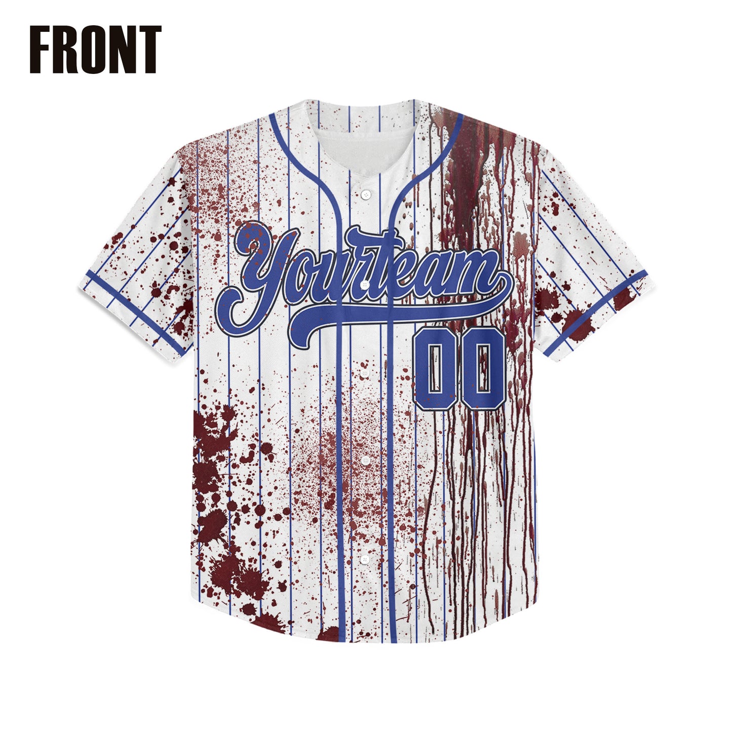 Custom Halloween Basic Hunter Royal Blue Baseball Jersey Zombies Cosplay