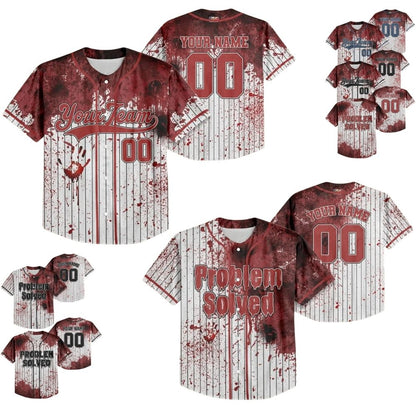 Custom Blood Stain Black Halloween Baseball Jersey