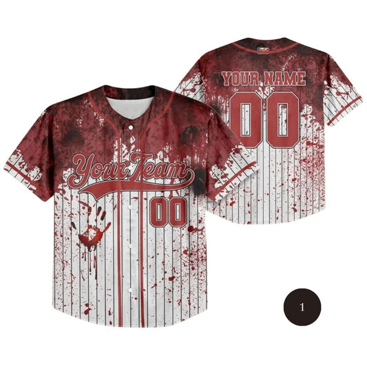 Custom Blood Stain Black Halloween Baseball Jersey