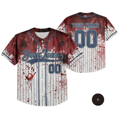 Custom Blood Stain Black Halloween Baseball Jersey