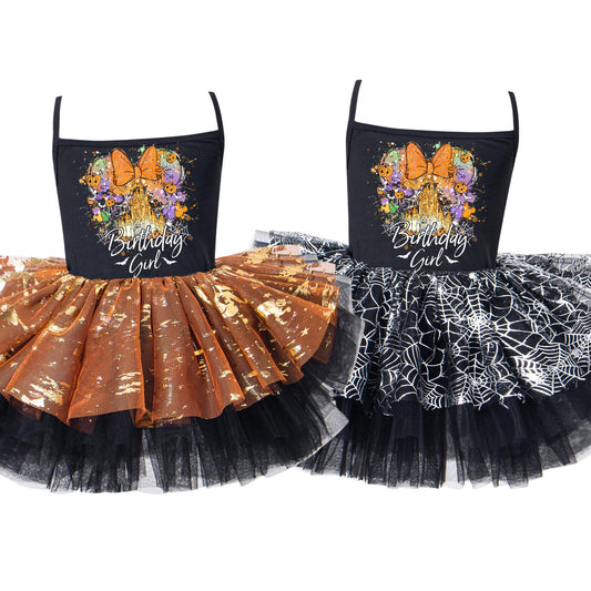 Bow Spooky Birthday Girl Halloween Tutu Dress