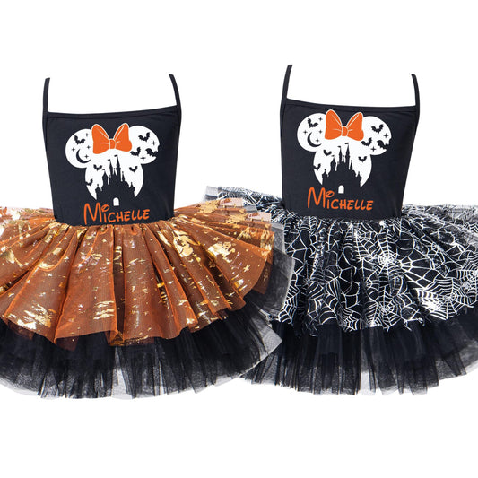 Bow Spooky Head Halloween Tutu Dress