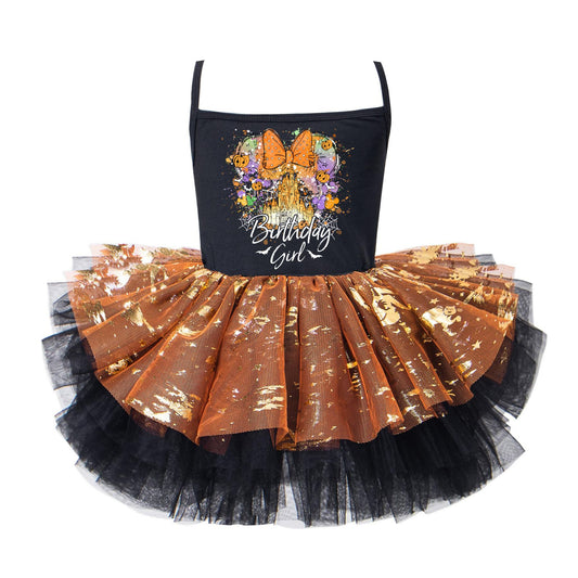 Bow Spooky Birthday Girl Halloween Tutu Dress