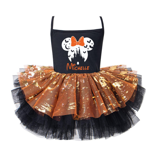 Bow Spooky Head Halloween Tutu Dress