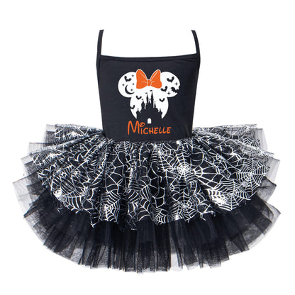 Bow Spooky Head Halloween Tutu Dress
