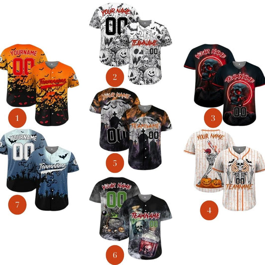 Custom Baseball Team Jersey Halloween Outfit Spooky