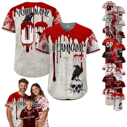 Custom Halloween Party Tee Scary Costume Baseball Jersey