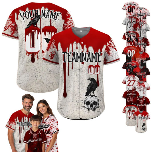 Custom Halloween Party Tee Scary Costume Baseball Jersey