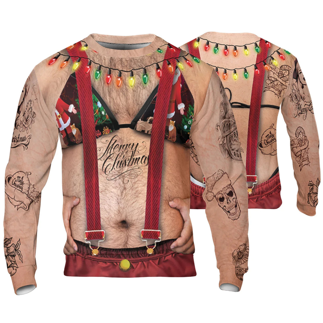 Costume Ugly Hairy Fat Santa Funny Shirt Cosplay