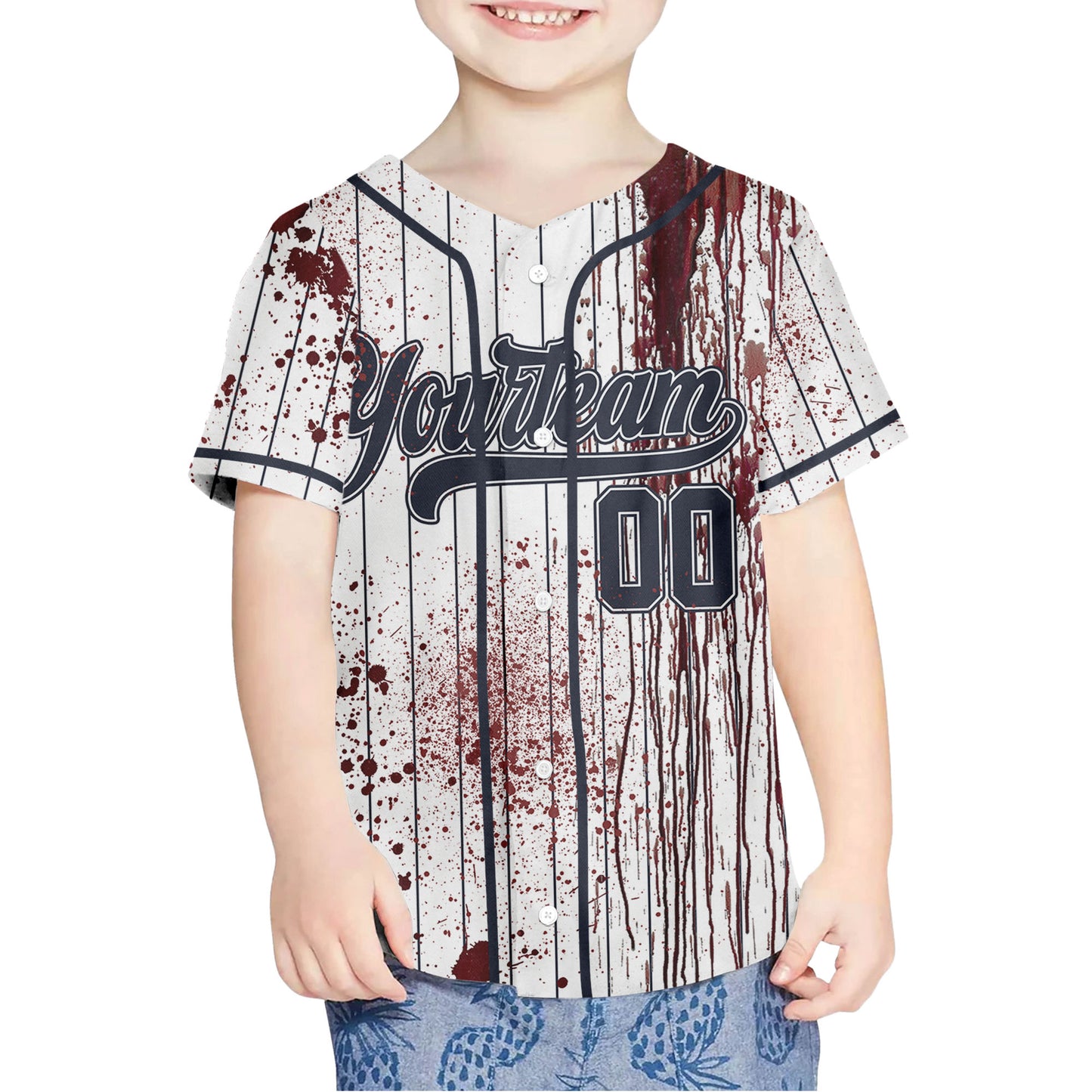 Custom Halloween Basic Hunter Navy Baseball Jersey Zombies Cosplay