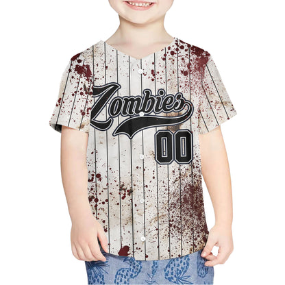 Custom Halloween Simple Black Baseball Jersey Zombies Cosplay