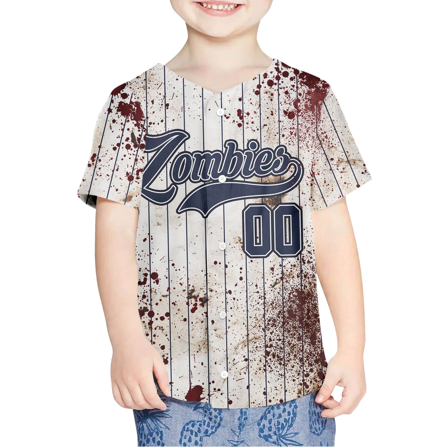 Custom Halloween Simple Navy Baseball Jersey Zombies Cosplay