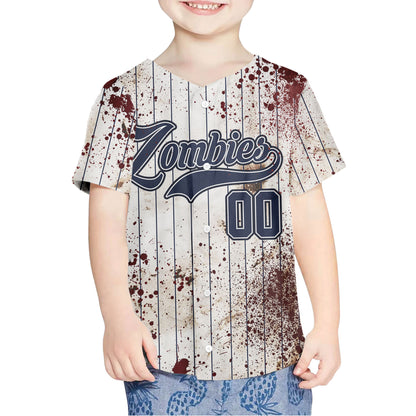 Custom Halloween Simple Navy Baseball Jersey Zombies Cosplay