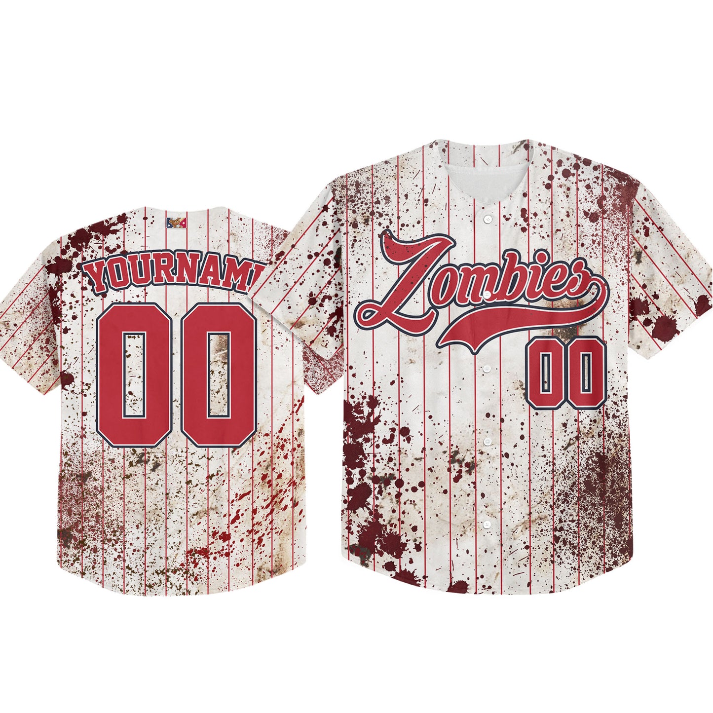 Custom Halloween Simple Red Baseball Jersey Zombies Cosplay