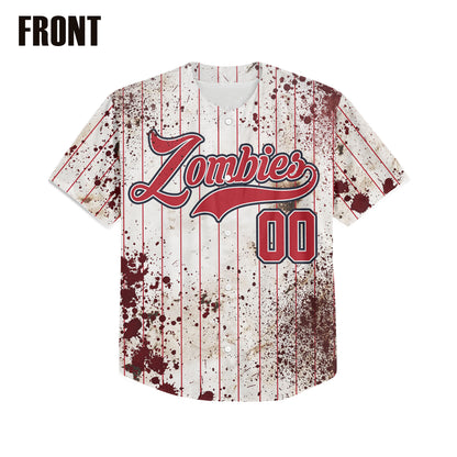 Custom Halloween Simple Red Baseball Jersey Zombies Cosplay