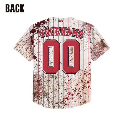 Custom Halloween Simple Red Baseball Jersey Zombies Cosplay