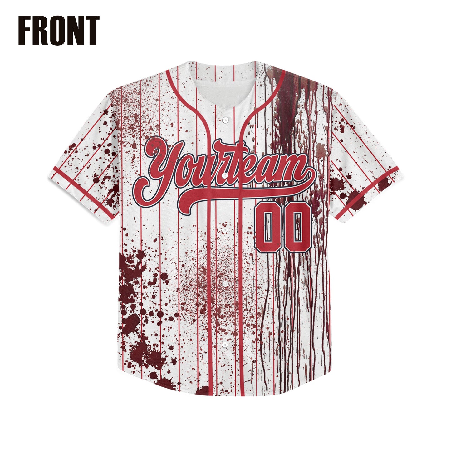 Custom Halloween Basic Hunter Red Baseball Jersey Zombies Cosplay