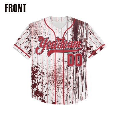 Custom Halloween Basic Hunter Red Baseball Jersey Zombies Cosplay