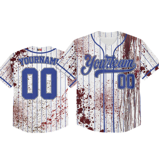 Custom Halloween Basic Hunter Royal Blue Baseball Jersey Zombies Cosplay